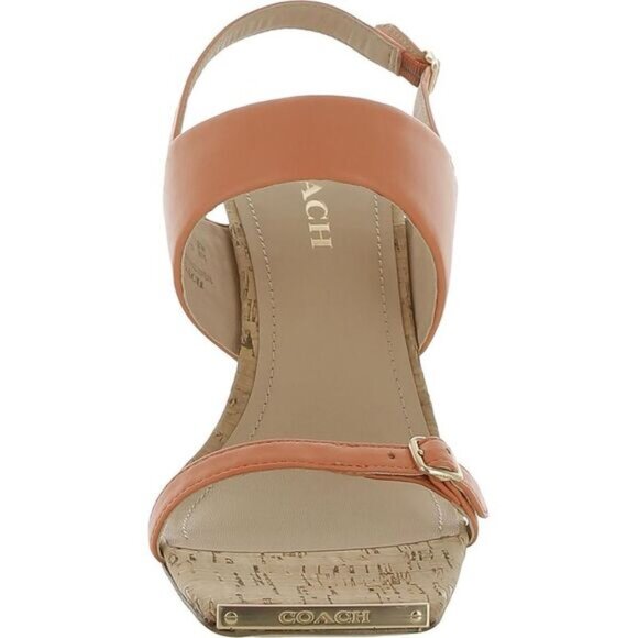 NEW Coach KIT Orange Color Leather Cork High Heel Sandals SZ 9, 9.5B - Picture 5 of 15
